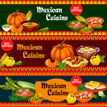 Mexican cuisine dishes with ingredient banner