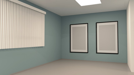 Naklejka na ściany i meble Modern blank room. 3D rendering.. Empty paintings