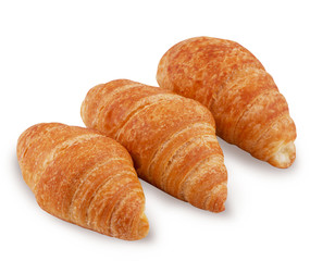 Fresh croissants on white background.