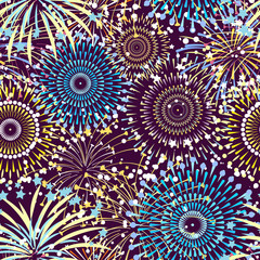 Vector pattern or background with fireworks exploding illustration