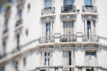 Fototapeta na wymiar White facade of historic building in Buenos Aires, Argentina.