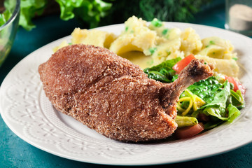 Chicken Kiev, breaded chicken breast