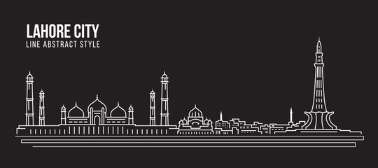Cityscape Building Line art Vector Illustration design - Lahore city
