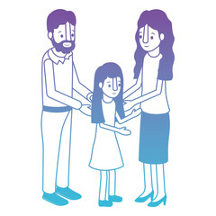 parents couple with daughter isometric characters vector illustration design