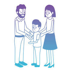 parents couple with son isometric characters vector illustration design