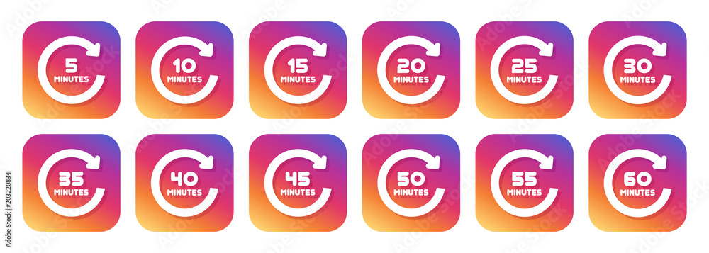 Poster timer icons with hipster buttons. clock buttons. time symbols.