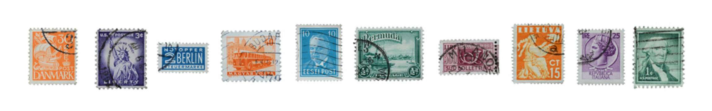 Stamps mail close up.