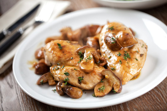Grilled chicken breast with mushrooms