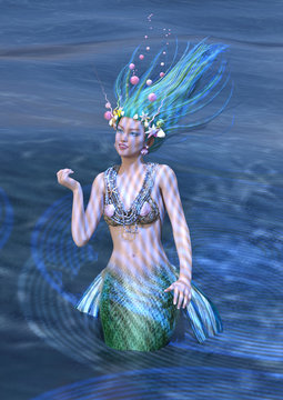 3D Rendering Fairy Tale Mermaid