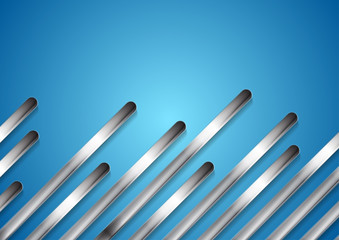 Metal diagonal stripes on bright blue background
