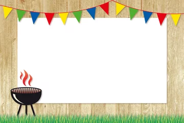 Poster barbecueposter met kleurrijke slingers © kristina rütten