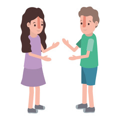 Obraz premium isometric little kids couple character vector illustration design