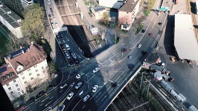 Basel traffic during rush hour from a drone perspective