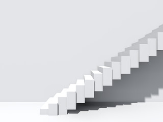 Obraz premium Conceptual stair on wall background building or architecture as metaphor to business success, growth, progress or achievement. 3D illustration of creative steps riseing up to the top as vision design
