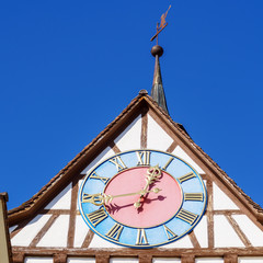 Fototapeta na wymiar Medieval Wall Clock of Untertor (lower gate), Stein am Rhein, Switzerland