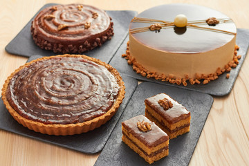 American classic pie with nuts