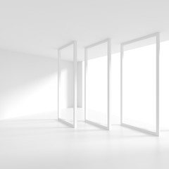 Modern Interior Design. Empty Room with Window Frame. Minimal Abstract Background
