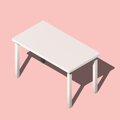 Isometric office table. Modern workplace vector. 3d illustration