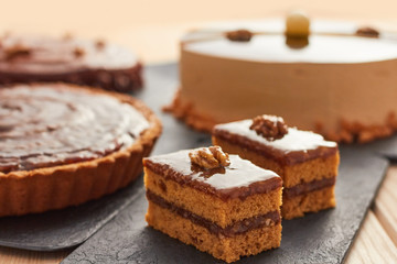 American classic pie with nuts