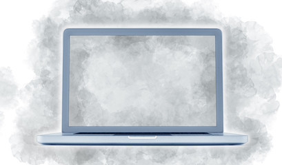 Digital artwork illustration of a Modern laptop