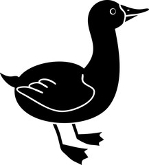 Silhouette of cartoon goose on white background