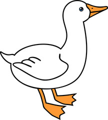 Cute cartoon white goose on white background