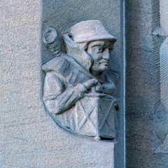 Stone carving of Grossmunster church, Zurich, Switzerland