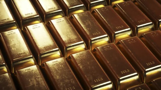 Realistic gold bars in seamless loop