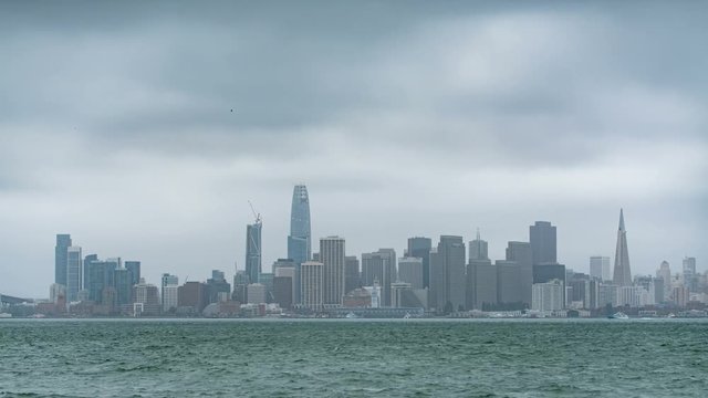 San Francisco Skyline In Fog from Treasure Island Time Lapse