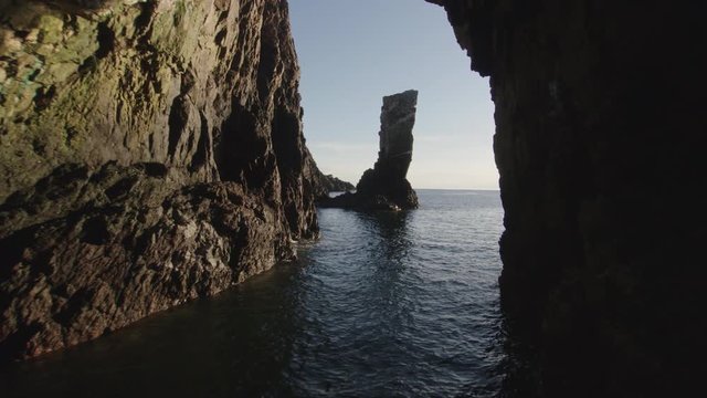 Stunning aerial drone shot from the Isle of Islay coast line, Scotland