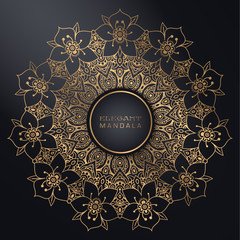 Vector round circle. Mandala style. Decorative element with gold.