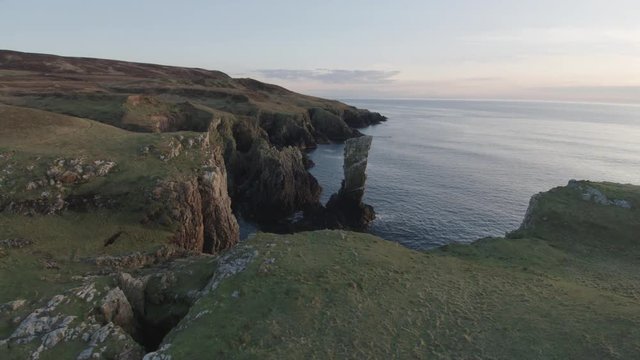 Stunning aerial drone shot from the Isle of Islay coast line, Scotland