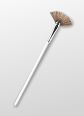Vector Clean Professional Makeup Highlighter Brush with White Handle Isolated on White Background