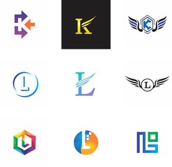k, l, kl, lk letter logo design for template, creative, identity, and website
