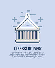 express delivrey design with container icon over blue background, colorful design. vector illustration