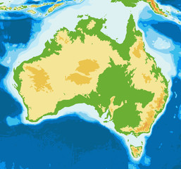 Australia physical map. No labels