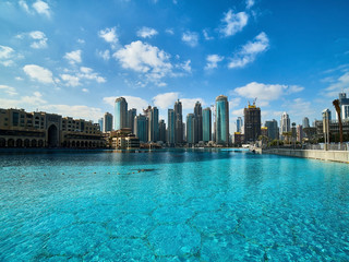 Dubai. Night and day city. Burj Khalifa. City centre. Dubai Marina. City attraction. - 203235461
