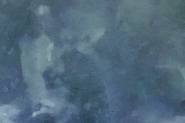 Detailed close-up grunge clouds abstract background. Dry brush strokes hand drawn oil painting on canvas texture. Creative simple pattern for graphic work, web design or wallpaper. 