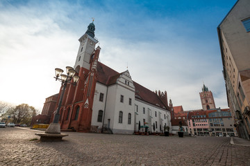  Market square and Town Hall in Frankfurt (Oder) on morning