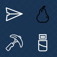 Premium set of outline vector icons. Such as email, smartphone, connector, communication, device, work, industry, fresh, ingredient, fruit, power, web, machinery, building, message, plug, organic, raw