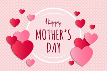 Happy Mother's Day - background with hearts and wishes. Vector.