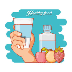 healthy food diet set products vector illustration design
