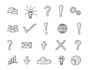 Set of business and finance icons - funny sketch. Vector.
