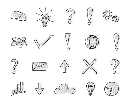Set of business and finance icons - funny sketch. Vector.
