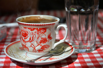 Antique coffee cup at retro restaurant