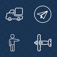 Premium set of outline vector icons. Such as business, hand, vehicle, send, aircraft, mail, message, people, phone, logistics, plane, adult, web, truck, young, fly, email, lorry, trucking, air, person