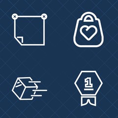 Premium set of outline vector icons. Such as travel, style, fashion, board, victory, notepaper, paper, champion, ribbon, competition, note, white, office, box, bag, accessory, leather, message, empty