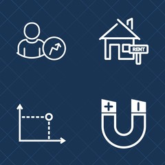 Premium set of outline vector icons. Such as business, geometric, pole, concept, physics, real, house, graphic, graph, property, attraction, estate, science, geometry, magnet, education, element, rent