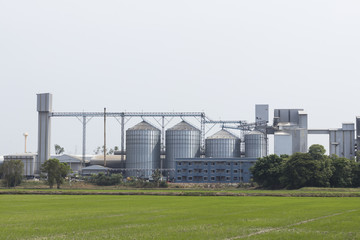 animal feed factory and storage silos