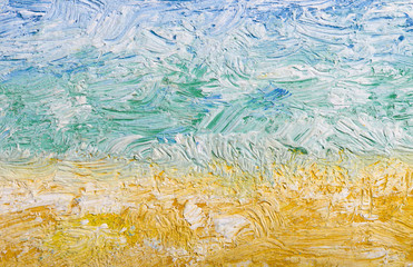 Oil painting abstract summer sunny day on the beach background with brush strokes